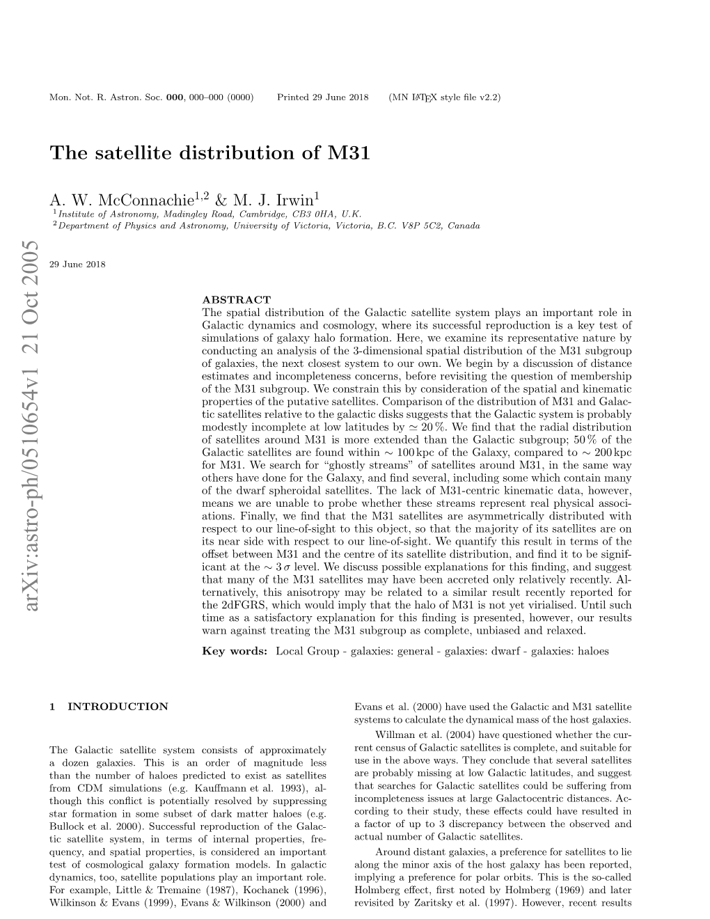 The Satellite Distribution of the Galaxy Therefore Ence for Orbits in the Plane of the Disk (Brainerd 2005)