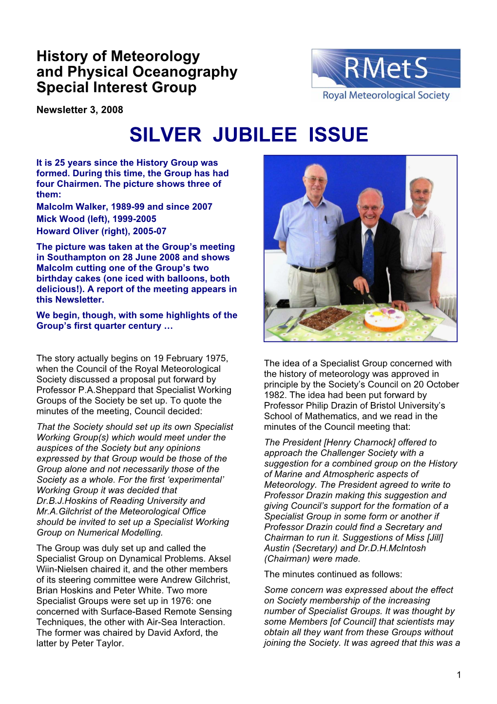 The History Group's Silver Jubilee