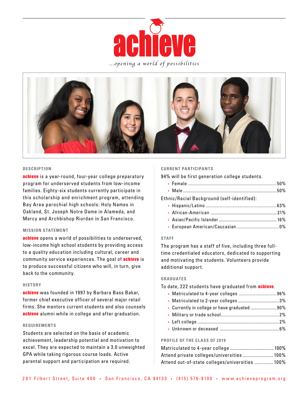 ACHIEVE Student Profile 2019