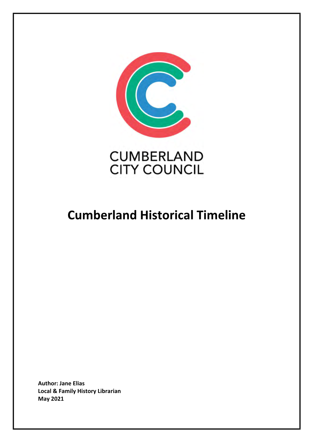 Cumberland Historical Timeline