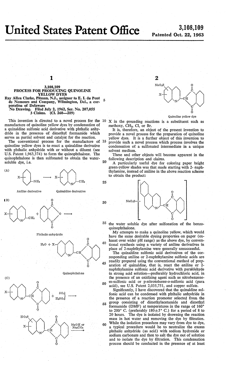 United States Patent Office 3,108,109