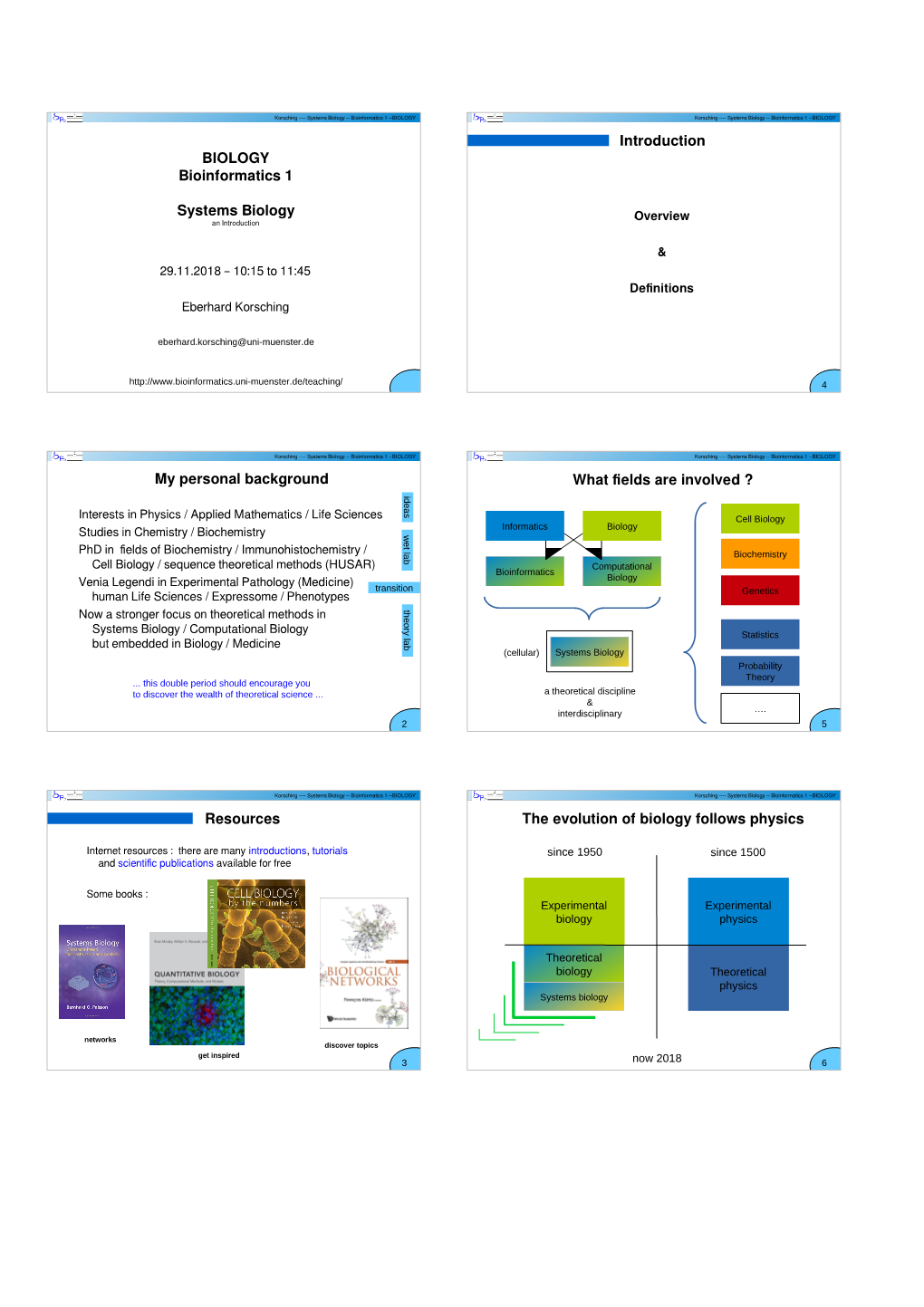 BIOLOGY Bioinformatics 1 Systems Biology My Personal Background