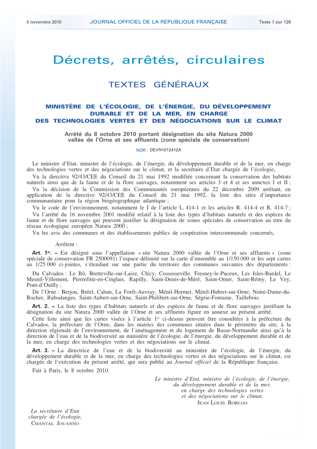 JOURNAL OFFICIEL DE LA RÉPUBLIQUE FRANÇAISE Texte 7 Sur 129