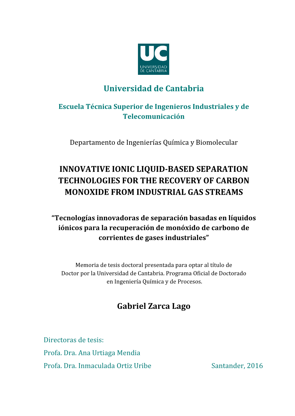 Innovative Ionic Liquid-Based Separation Technologies for the Recovery of Carbon Monoxide from Industrial Gas Streams