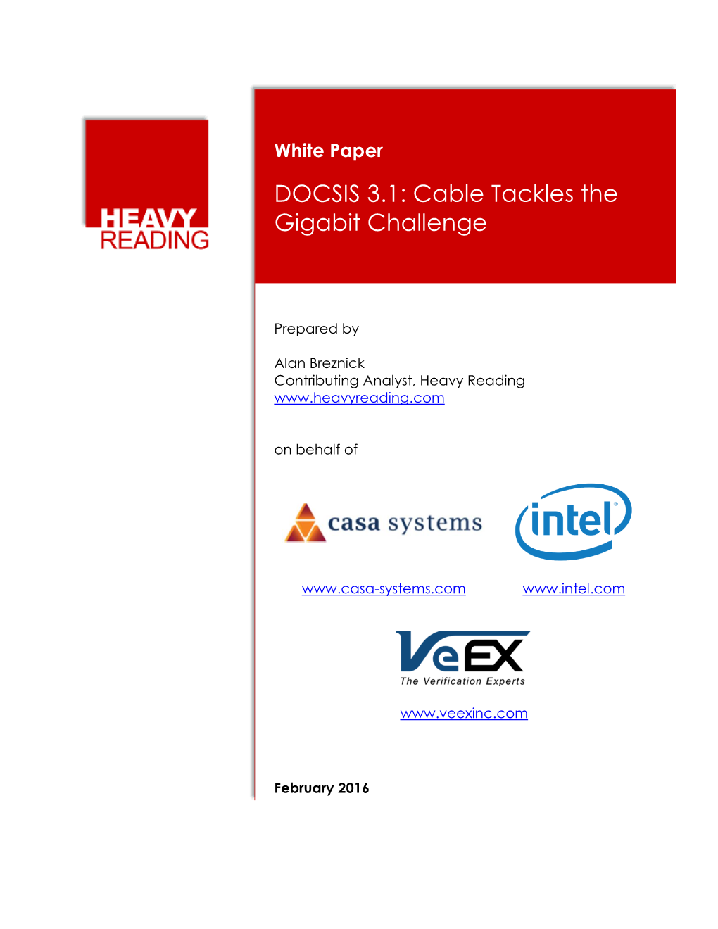White Paper: DOCSIS 3.1: Cable Tackles the Gigabit Challenge