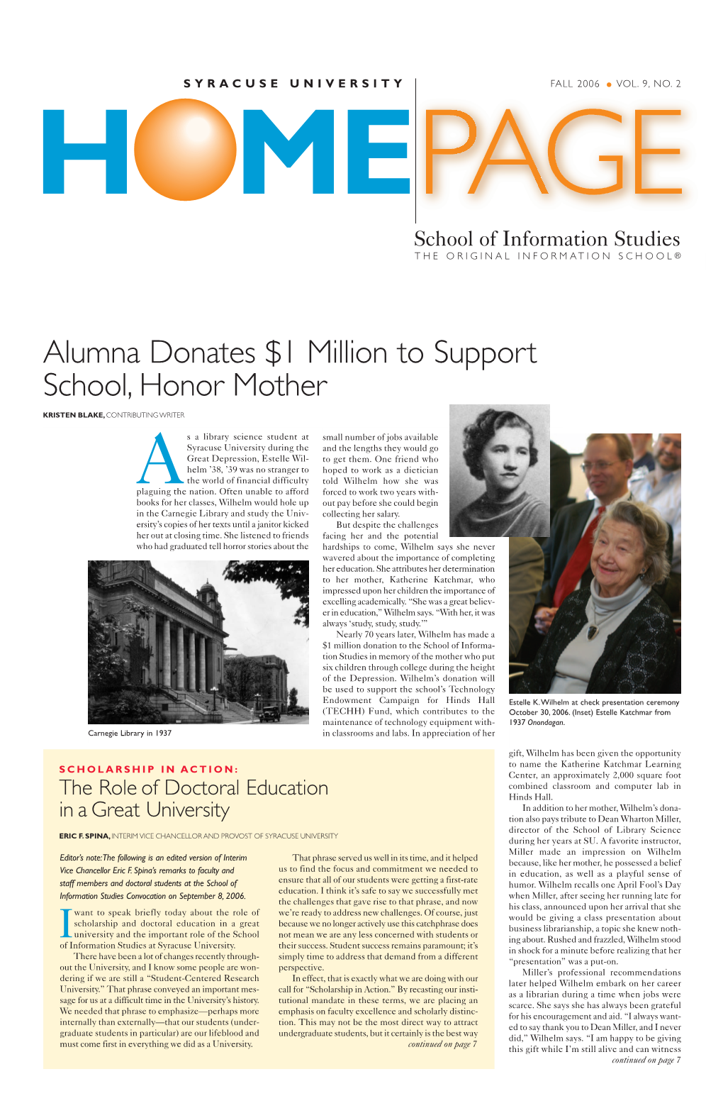 Alumna Donates $1 Million to Support School, Honor Mother