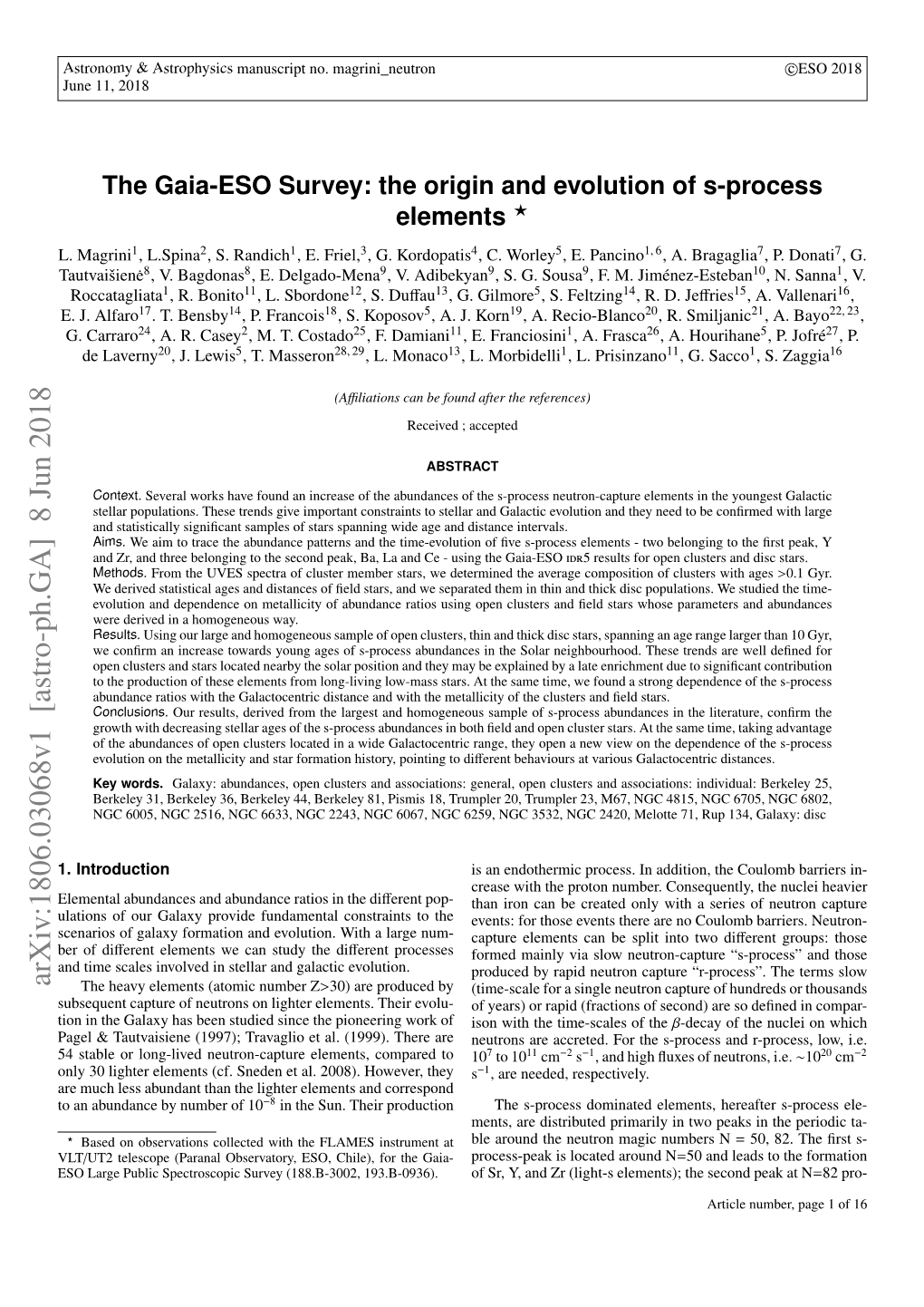 The Gaia-ESO Survey: the Origin and Evolution of S-Process Elements ⋆ L