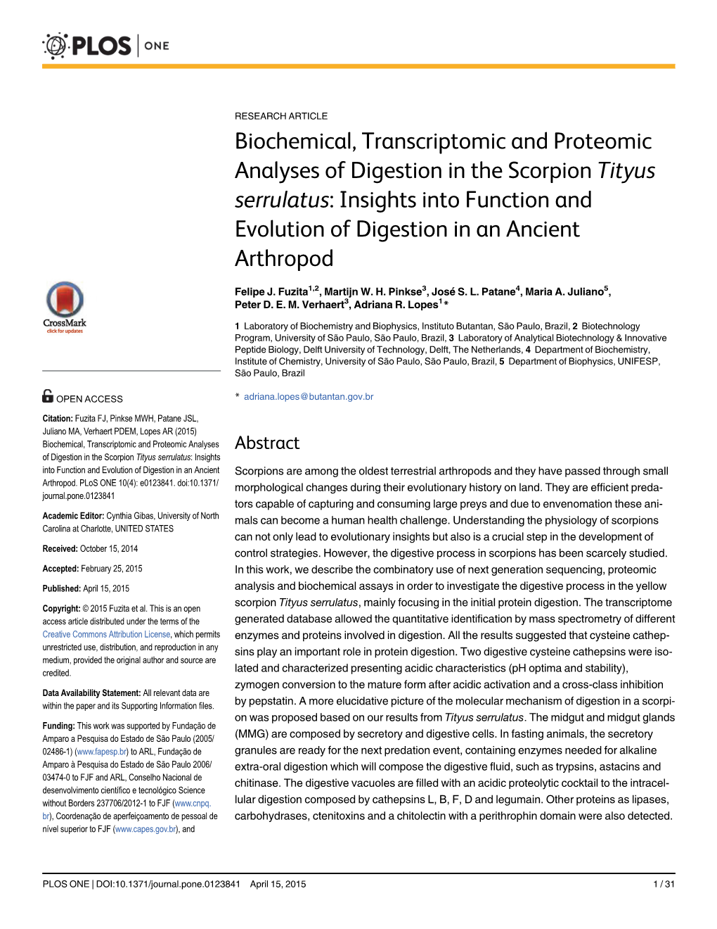 Tityus Serrulatus: Insights Into Function and Evolution of Digestion in an Ancient Arthropod