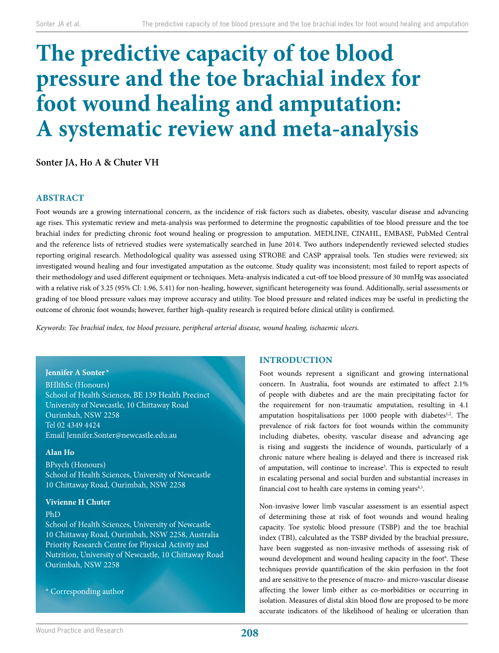 The Predictive Capacity of Toe Blood Pressure and the Toe Brachial Index