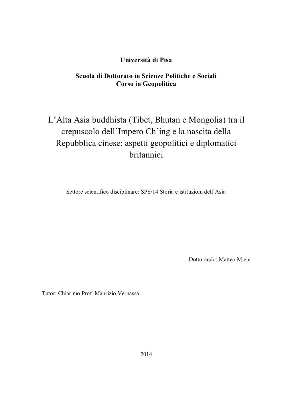 L'alta Asia Buddhista (Tibet, Bhutan E Mongolia)