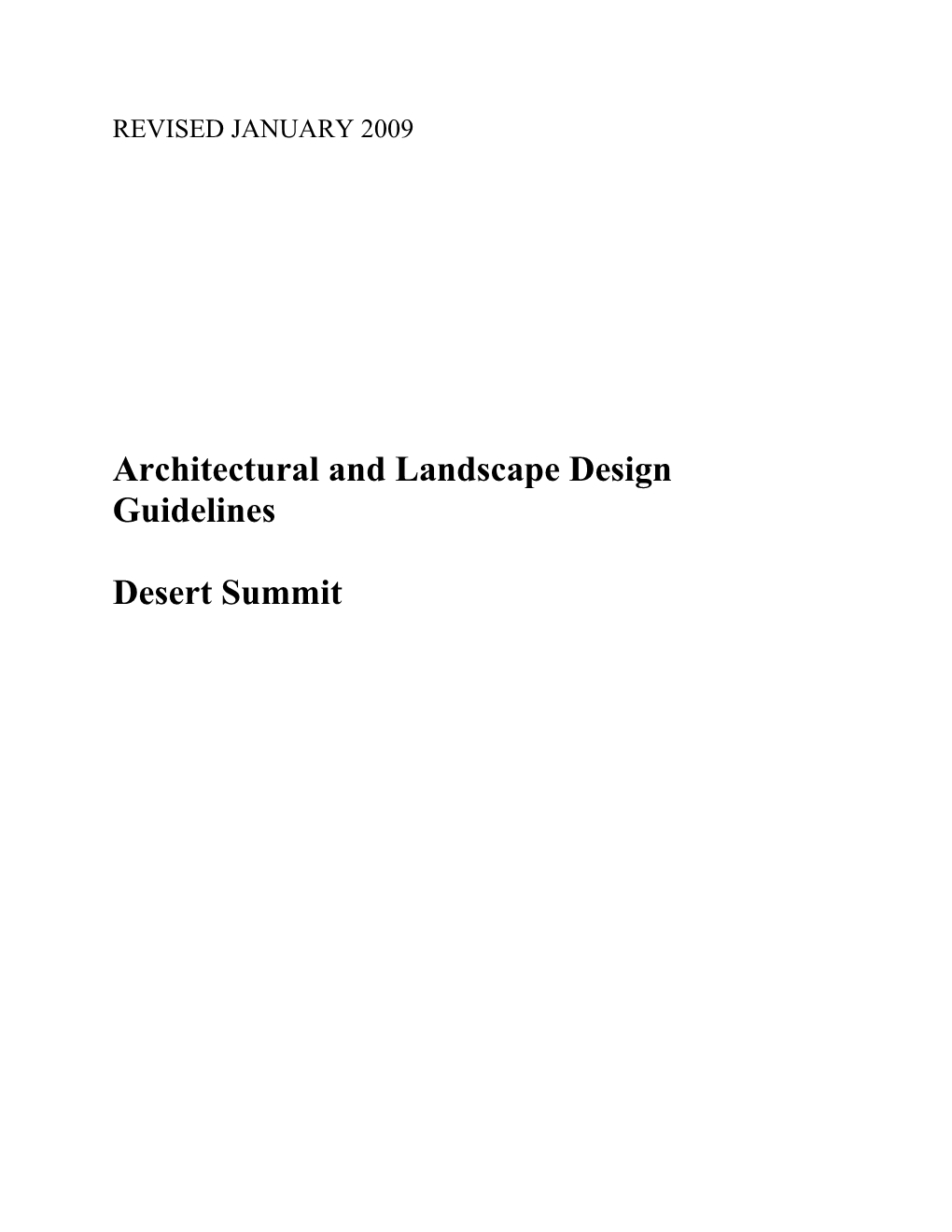 Architectural and Landscape Design Guidelines Desert Summit