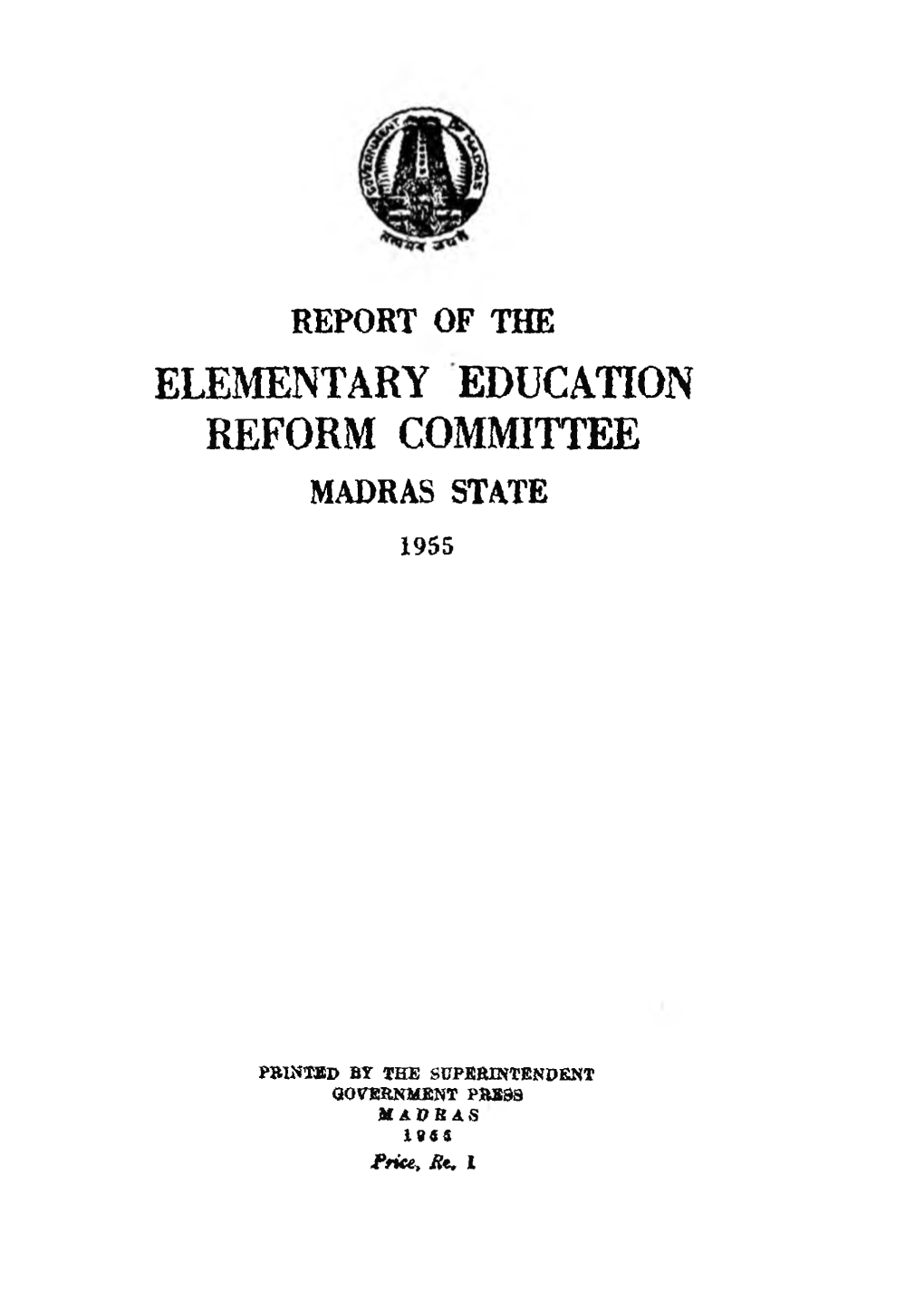 Elementary Education Reform Committee Madras State