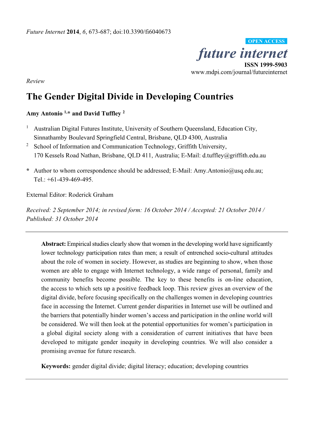 The Gender Digital Divide in Developing Countries