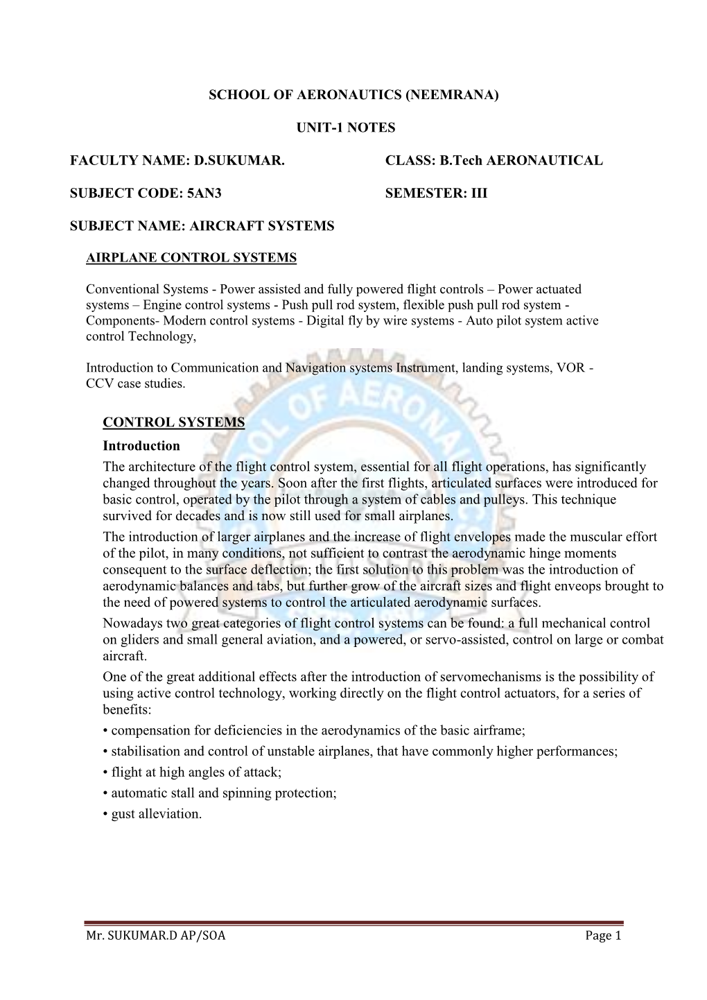 5AN3 AIRCRAFT SYSTEMS UNIT 1 NOTES.Pdf