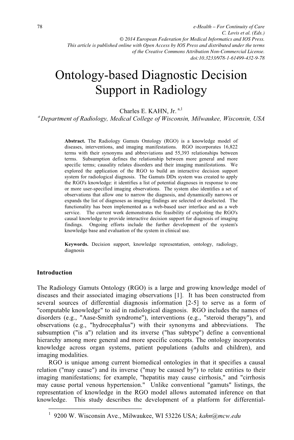 Ontology-Based Diagnostic Decision Support in Radiology