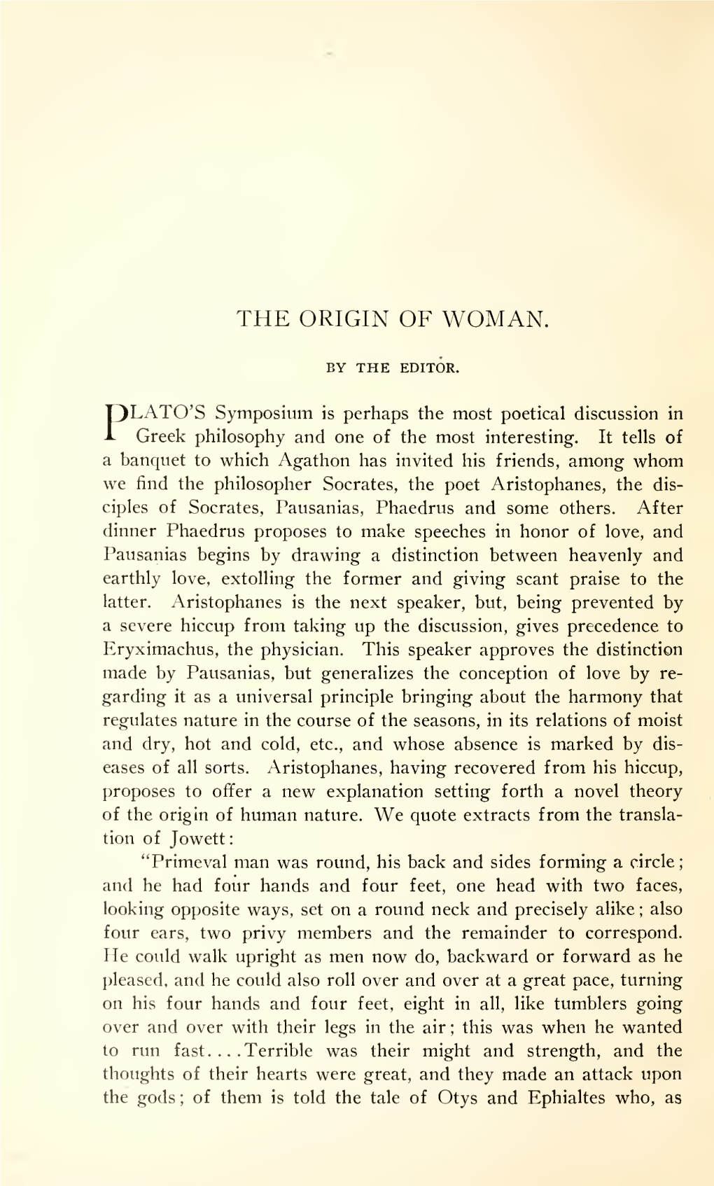 The Origin of Woman