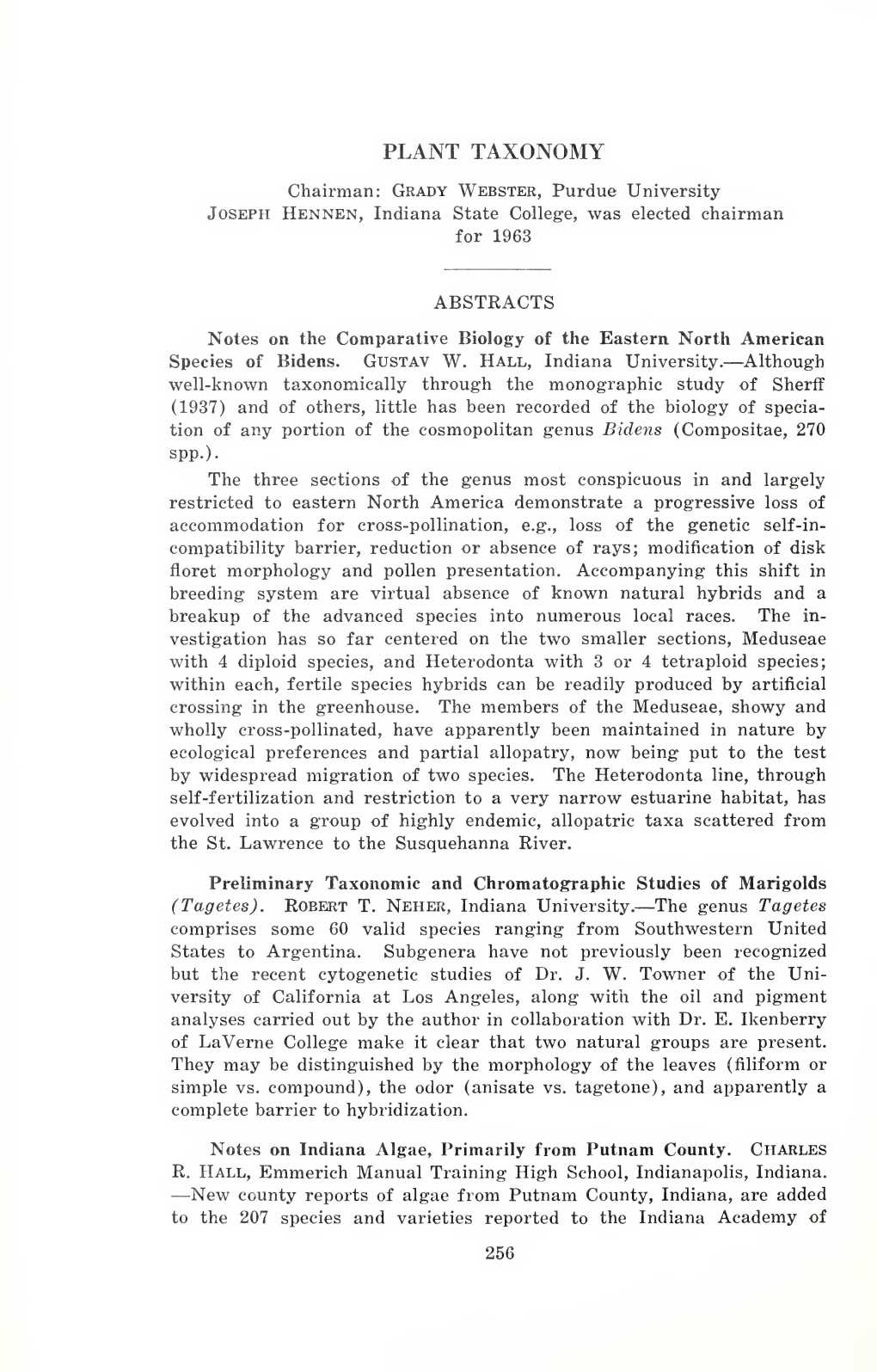 Proceedings of the Indiana Academy of Science