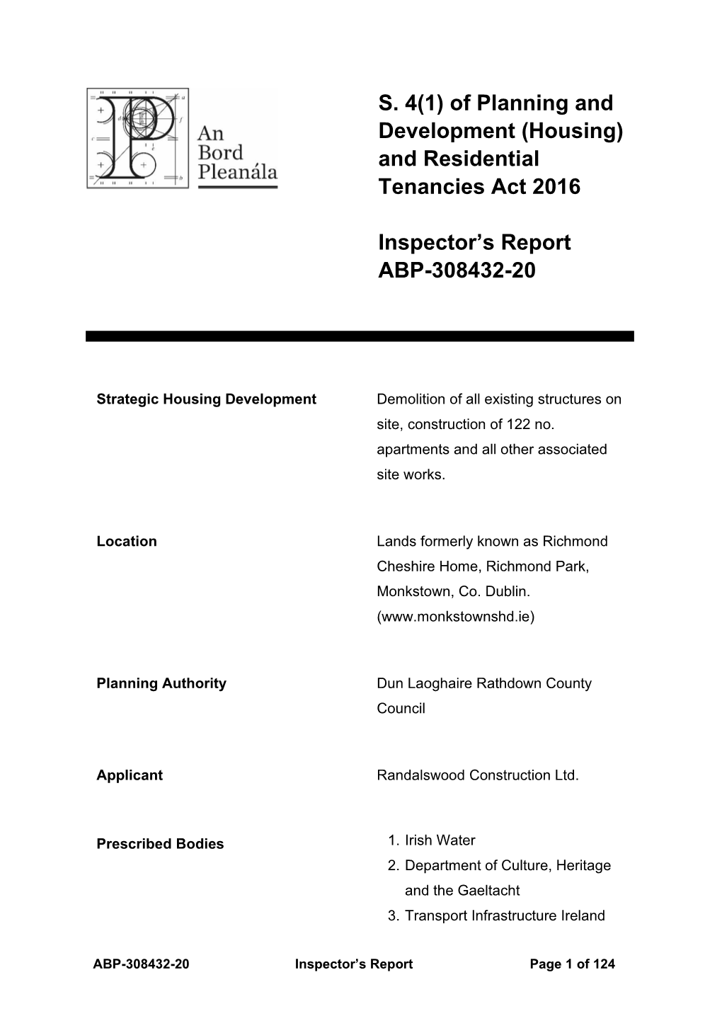 And Residential Tenancies Act 2016 Inspector's Report ABP-308432-20