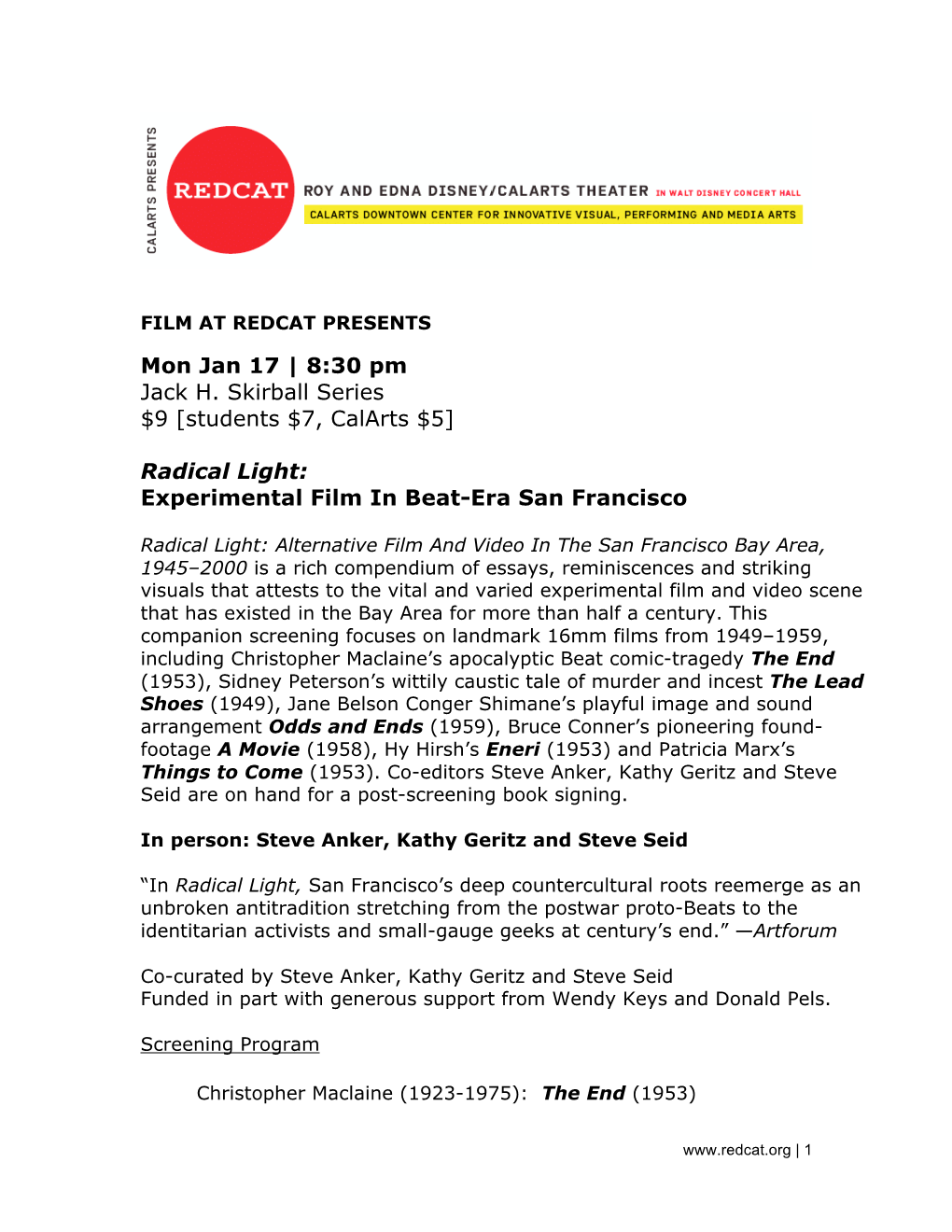 Radical Light: Experimental Film in Beat-Era San Francisco