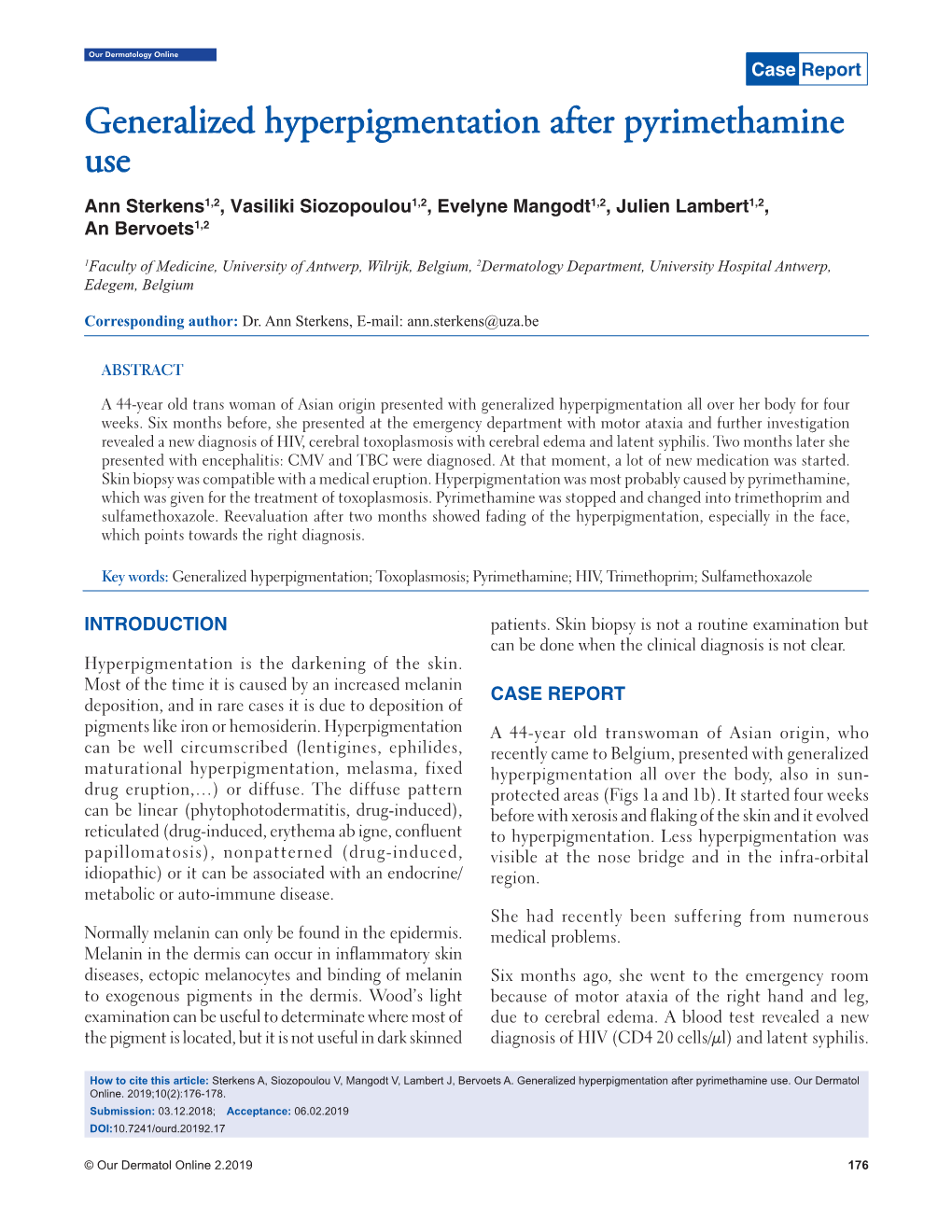 Generalized Hyperpigmentation After Pyrimethamine Use