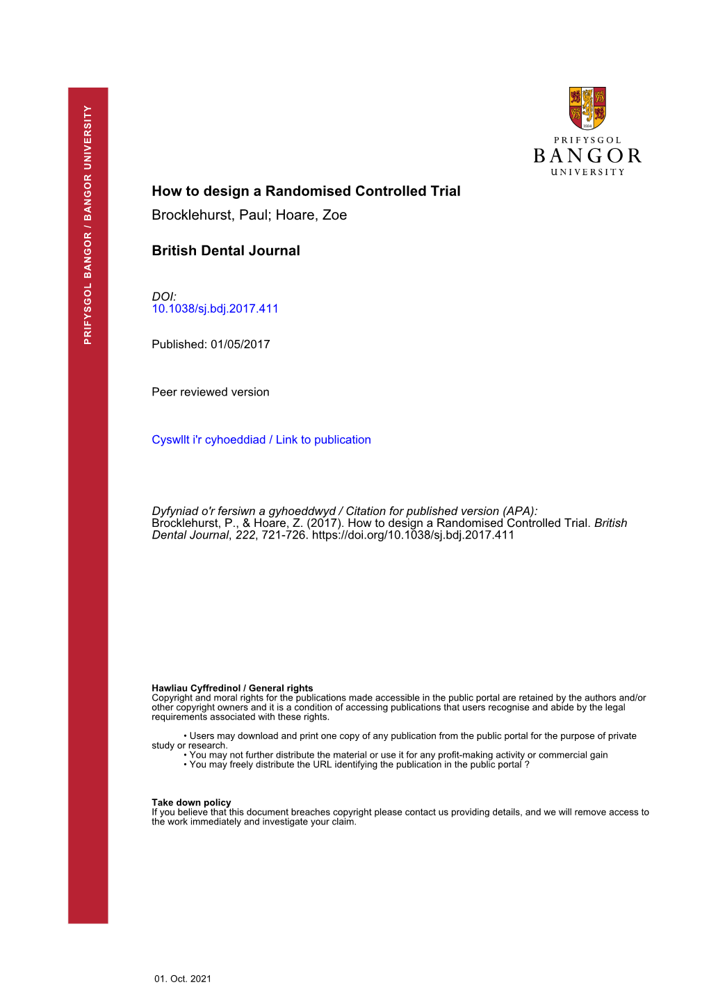 How to Design a Randomised Controlled Trial Brocklehurst, Paul