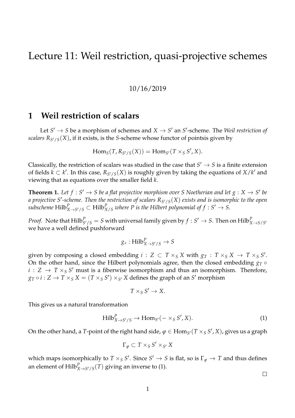 Weil Restriction, Quasi-Projective Schemes