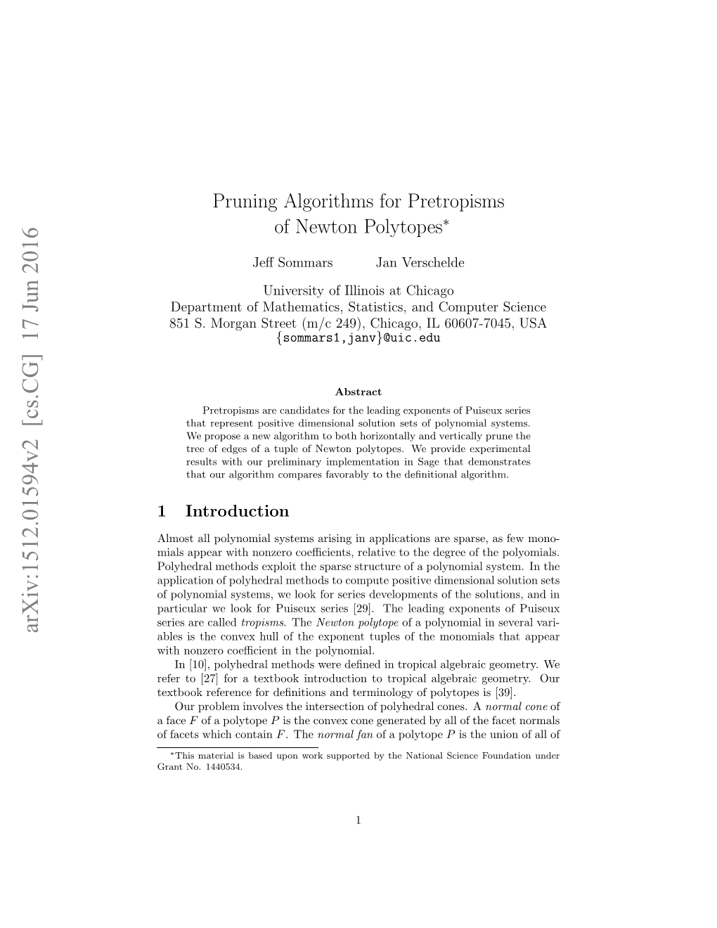 Pruning Algorithms for Pretropisms of Newton Polytopes