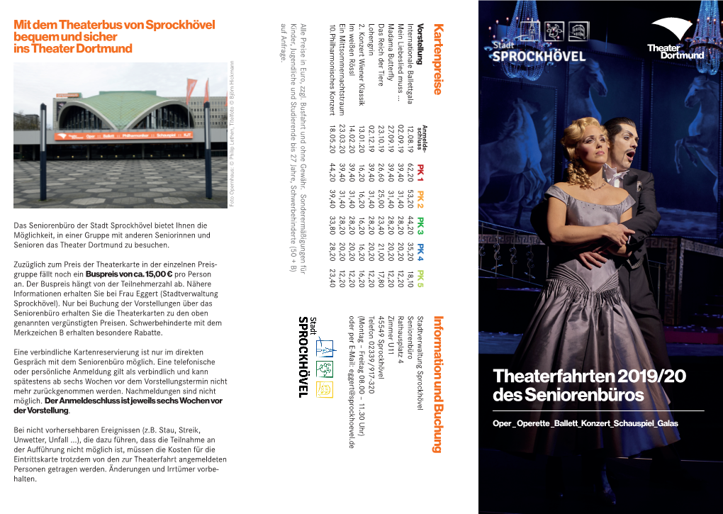 Theaterfahrten 2019/20 Des Seniorenbüros