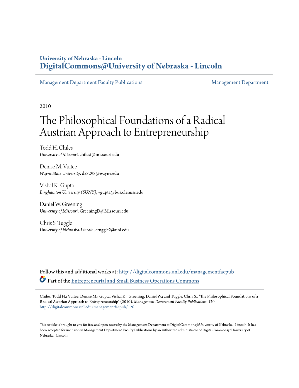 The Philosophical Foundations of a Radical Austrian Approach to Entrepreneurship