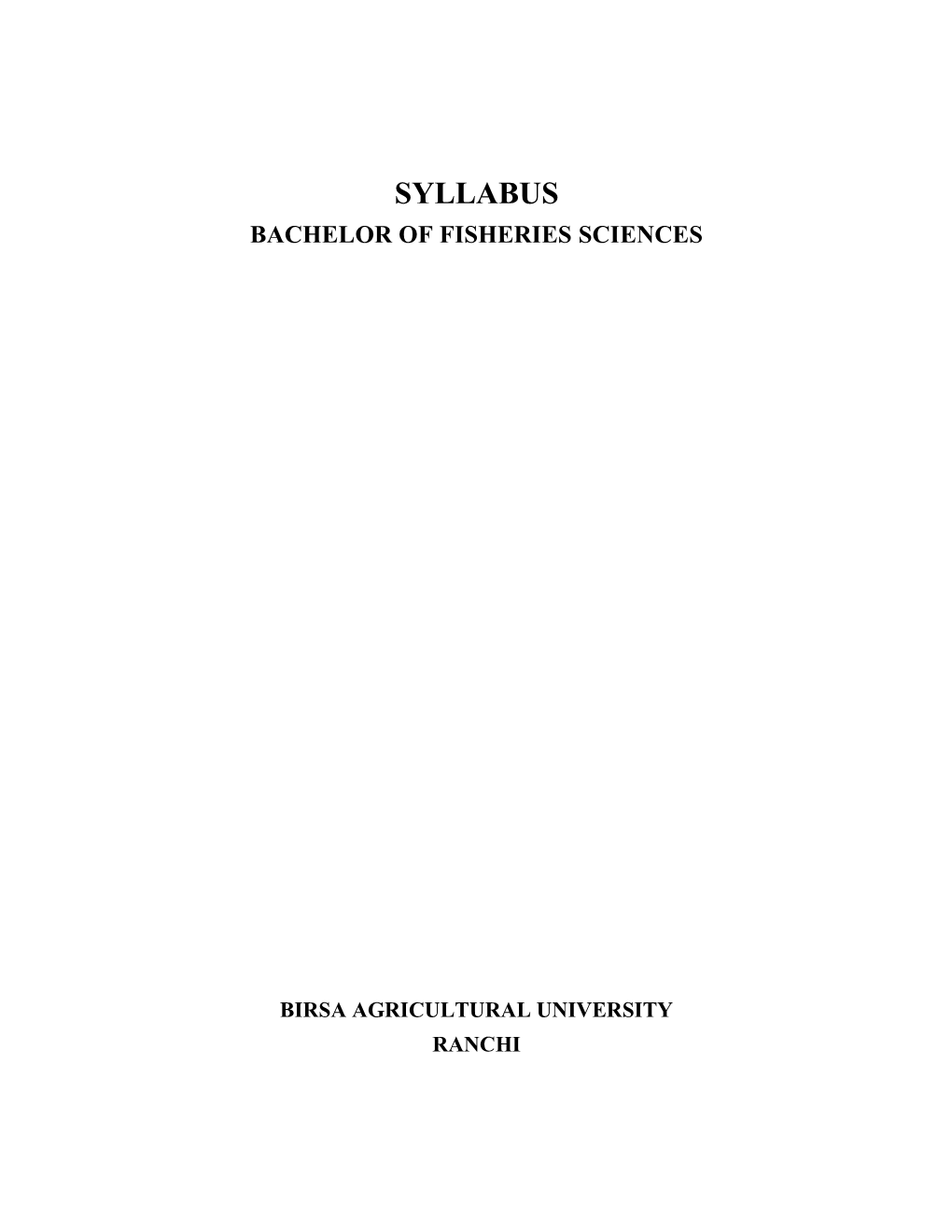 Syllabus Bachelor of Fisheries Sciences