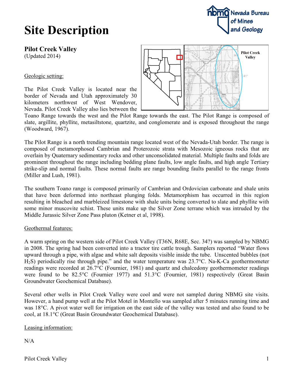 Pilot Creek Valley (Updated 2014)