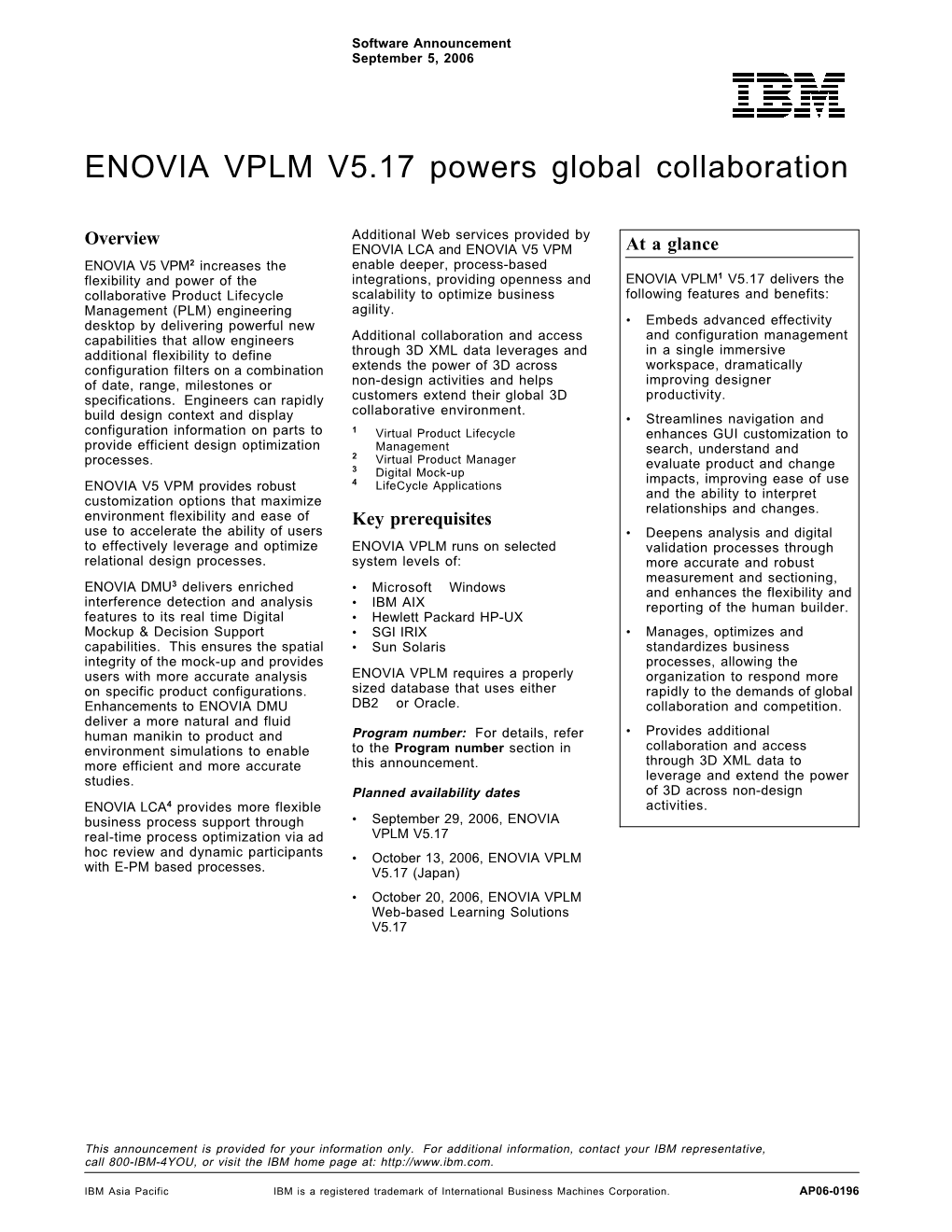 ENOVIA VPLM V5.17 Powers Global Collaboration