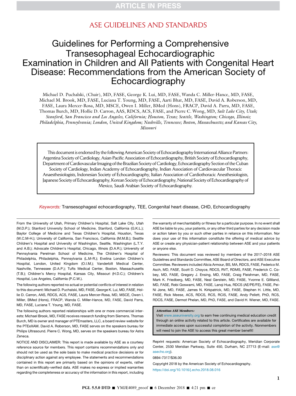 Guidelines for Performing a Comprehensive Transesophageal