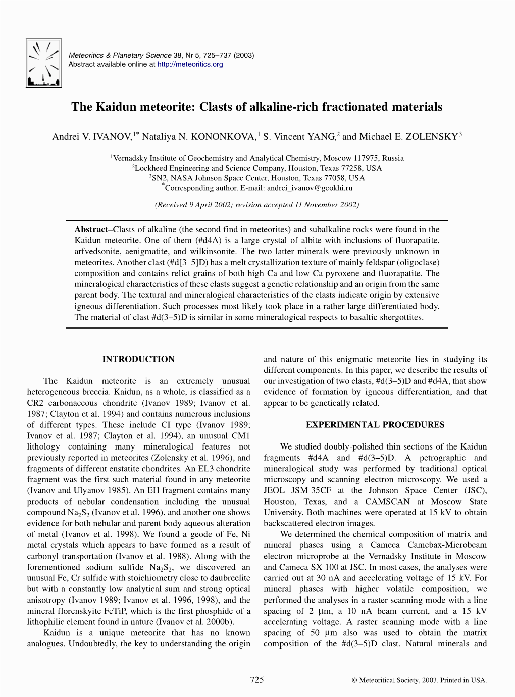 The Kaidun Meteorite: Clasts of Alkaline-Rich Fractionated Materials