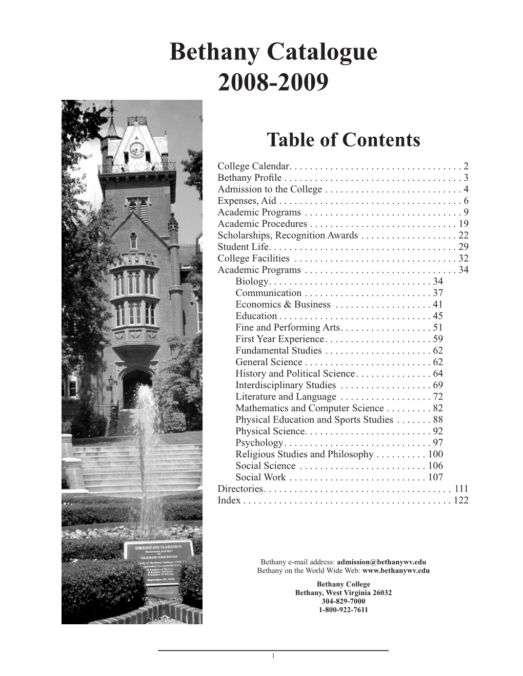 Bethany Catalogue 2008-2009