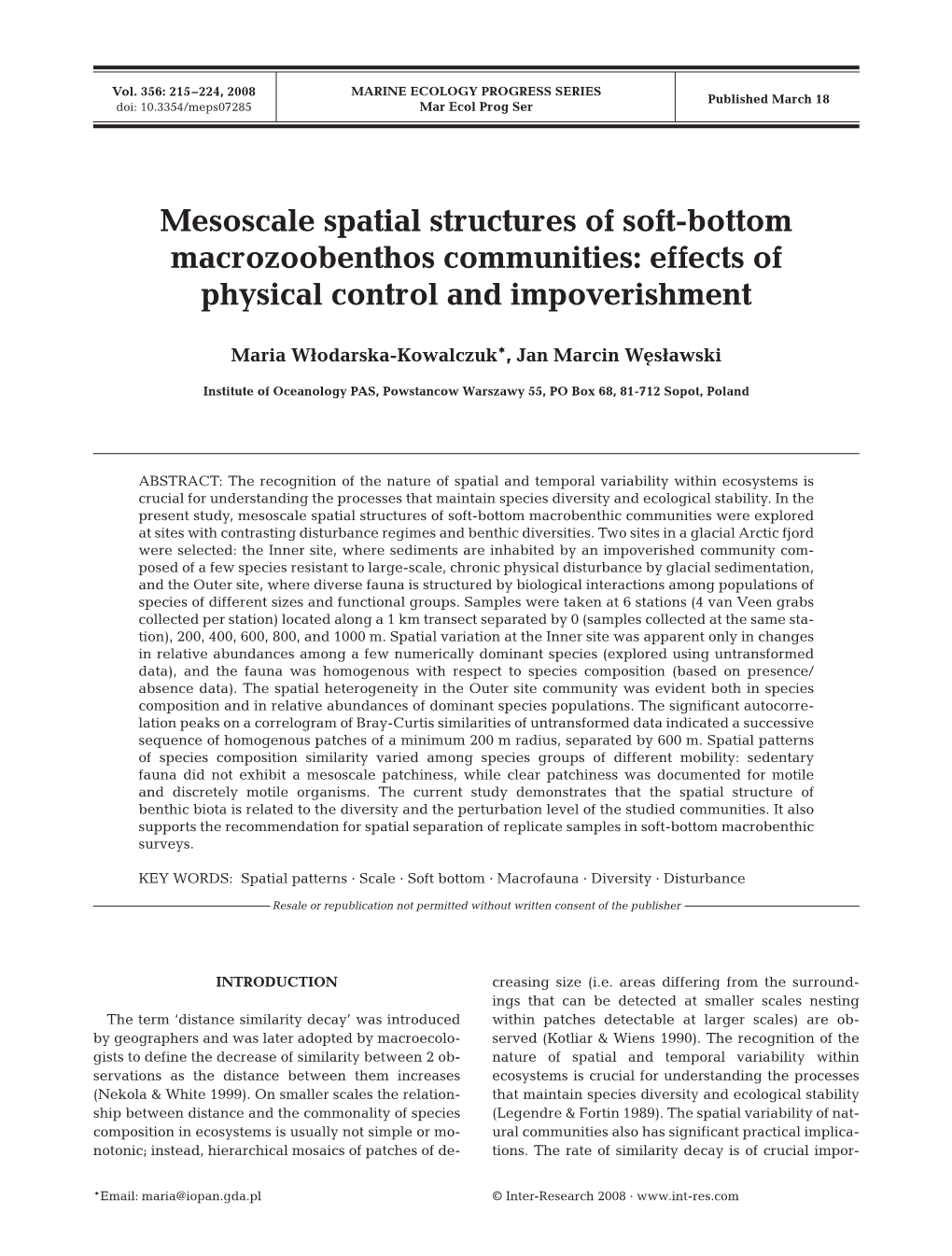 Mesoscale Spatial Structures of Soft-Bottom Macrozoobenthos Communities: Effects of Physical Control and Impoverishment