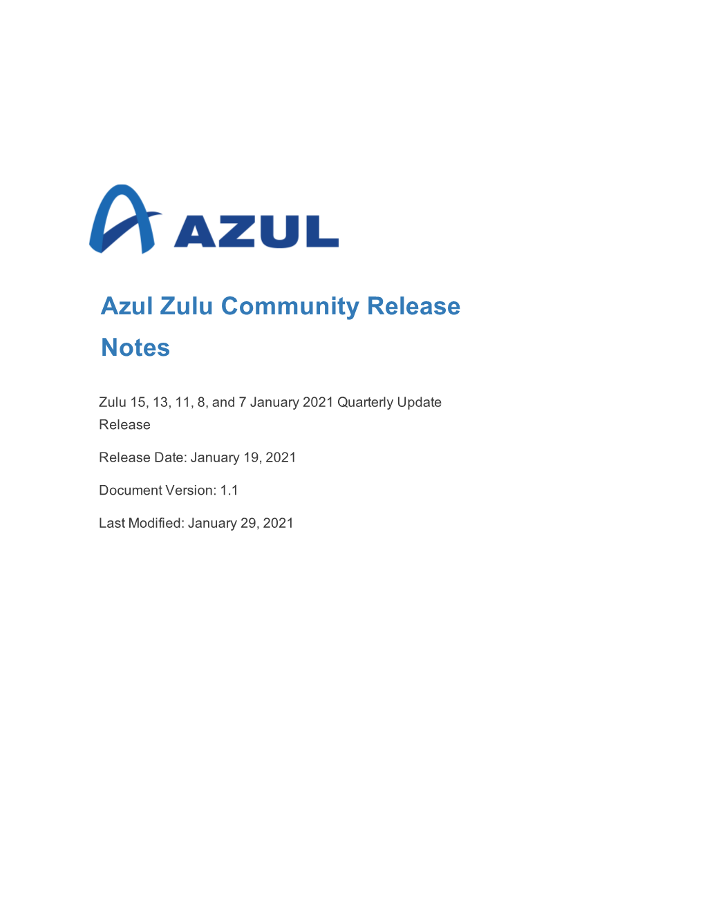 Zulu Release Notes