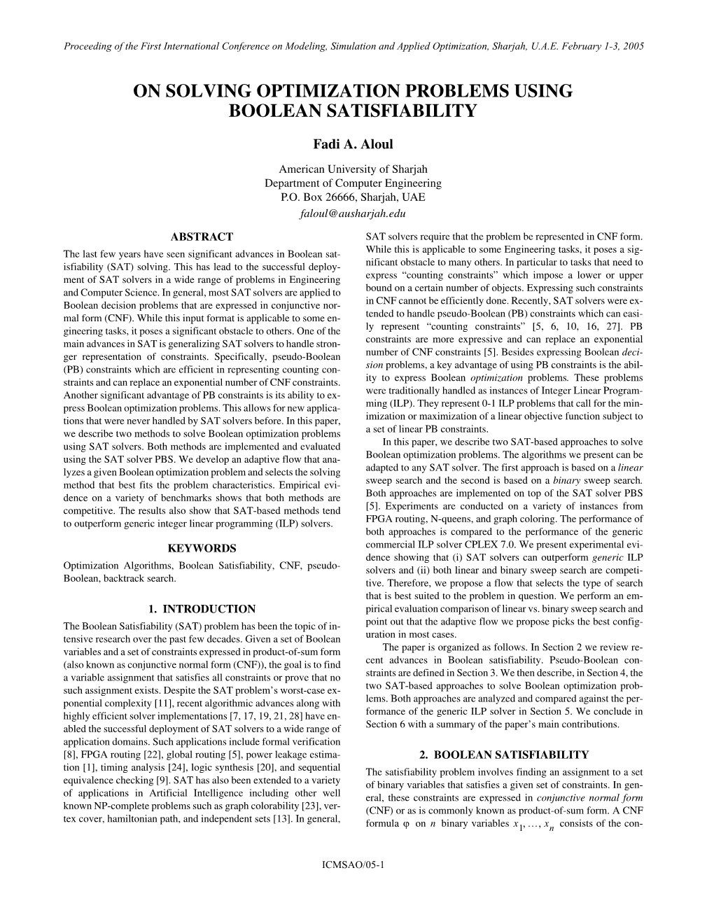 On Solving Optimization Problems Using Boolean Satisfiability