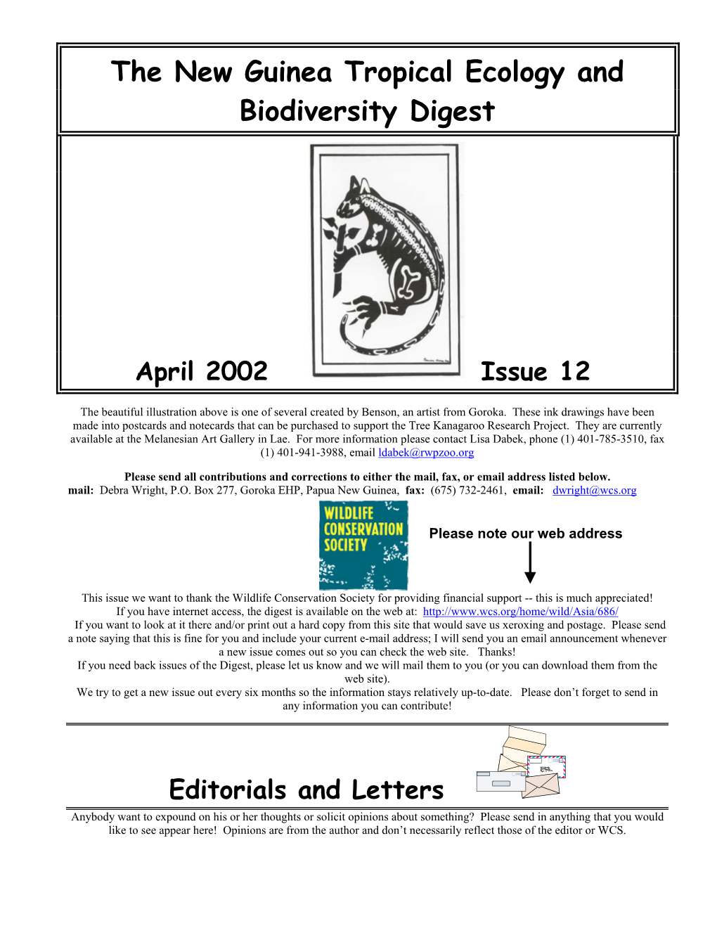 New Guinea Tropical Ecology and Biodiversity Digest