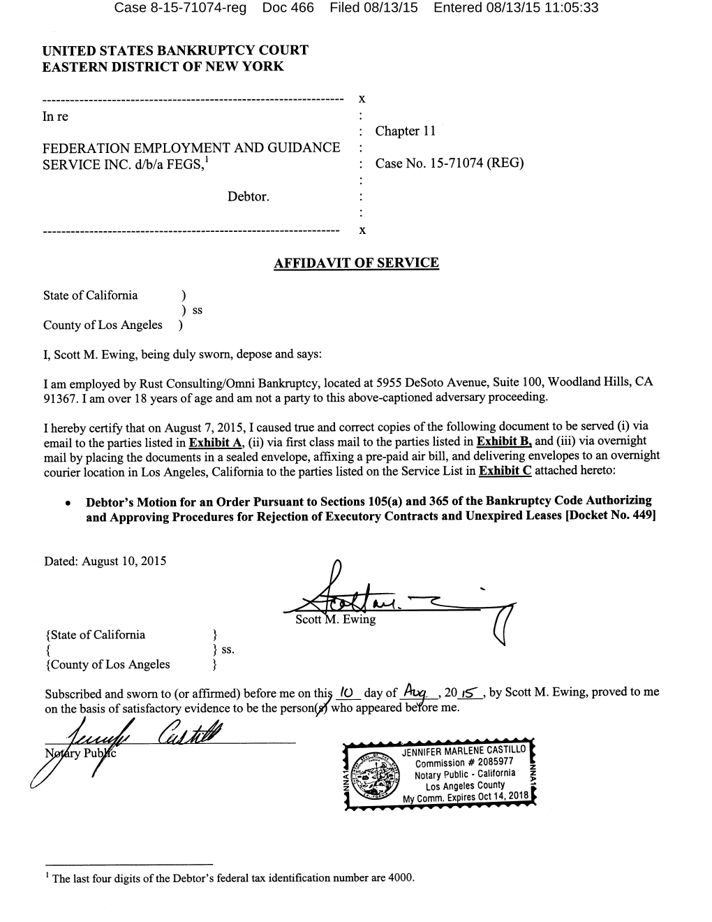 Case 8-15-71074-Reg Doc 466 Filed 08/13/15