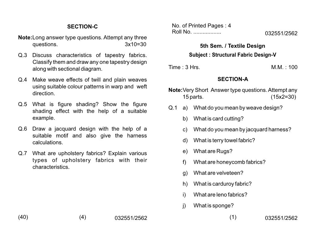 Download Textile Design 5 Sem Structural Fabric Design 5 032551 Dec