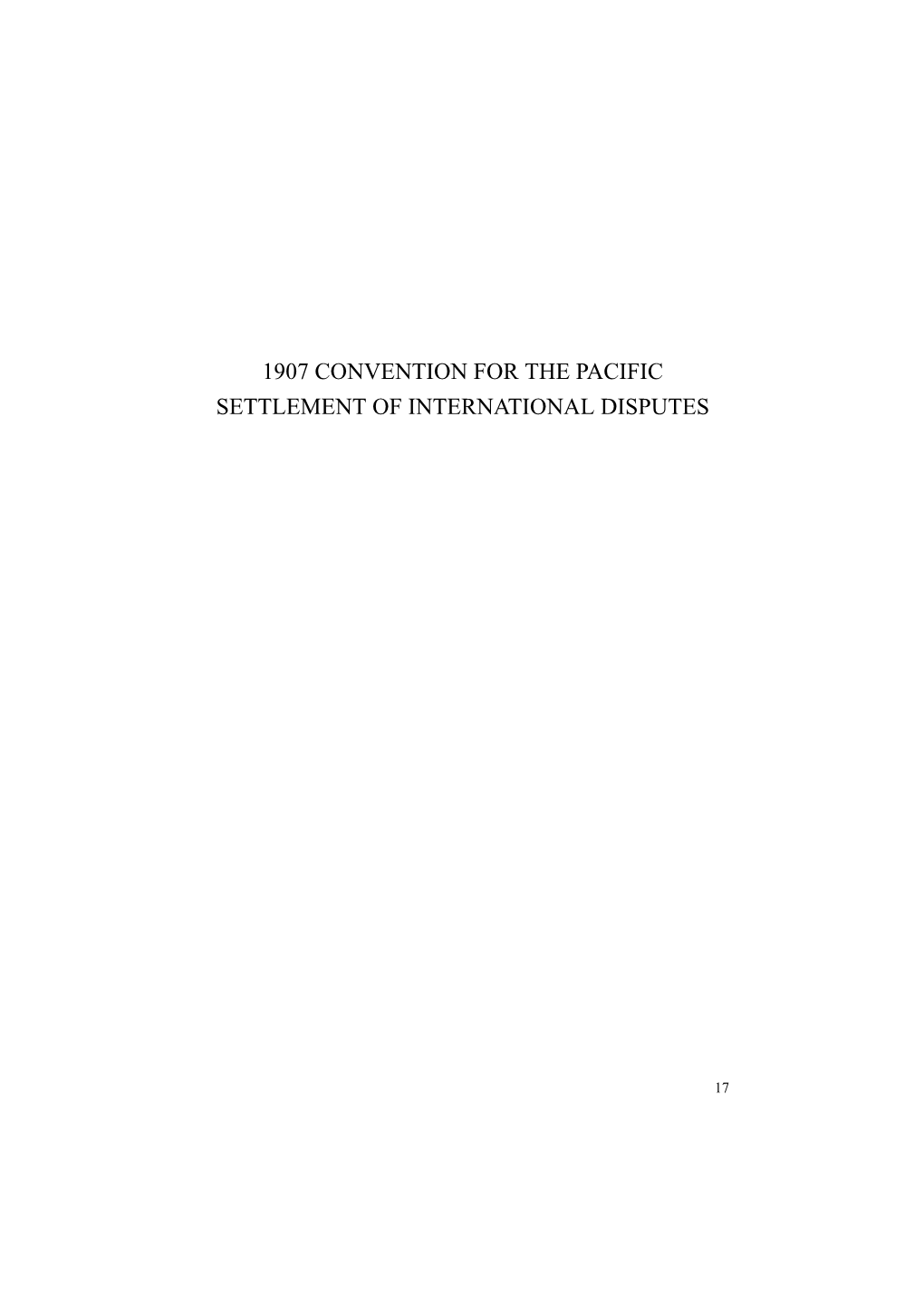 Convention for the Pacific Settlement of International Disputes