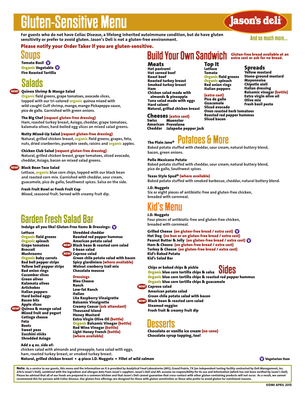 Gluten-Sensitive Menu for Guests Who Do Not Have Celiac Disease, a Lifelong Inherited Autoimmune Condition, but Do Have Gluten Sensitivity Or Prefer to Avoid Gluten