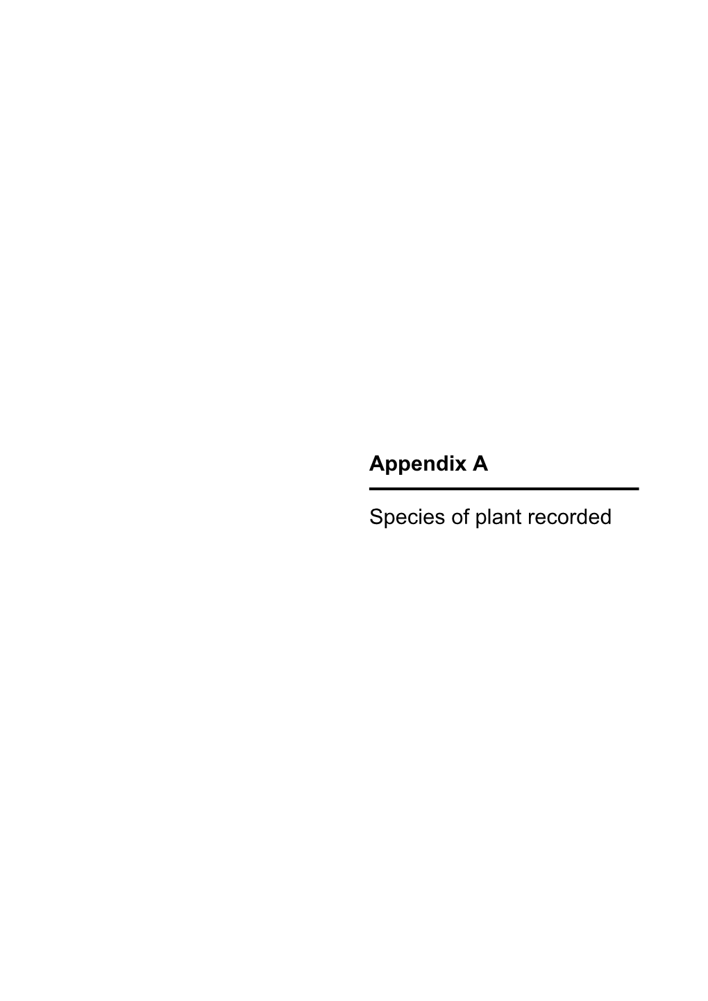 Appendix a Species of Plant Recorded