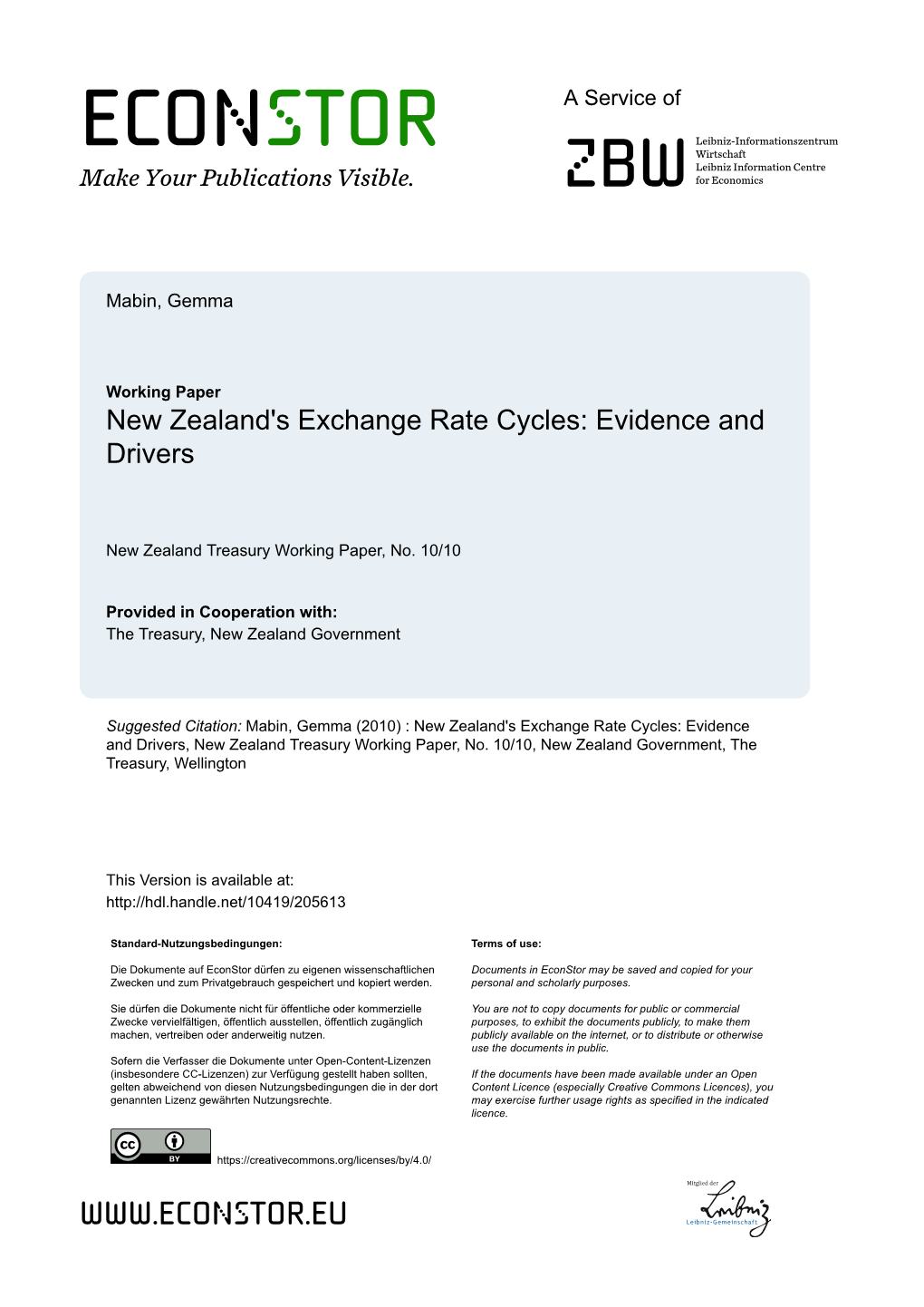 New Zealand's Exchange Rate Cycles: Evidence and Drivers