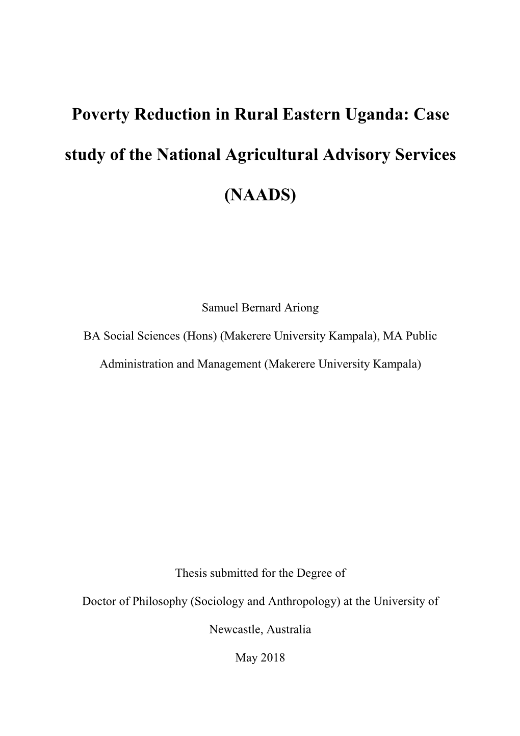 Case Study of the National Agricultural Advisory Services (NAADS)