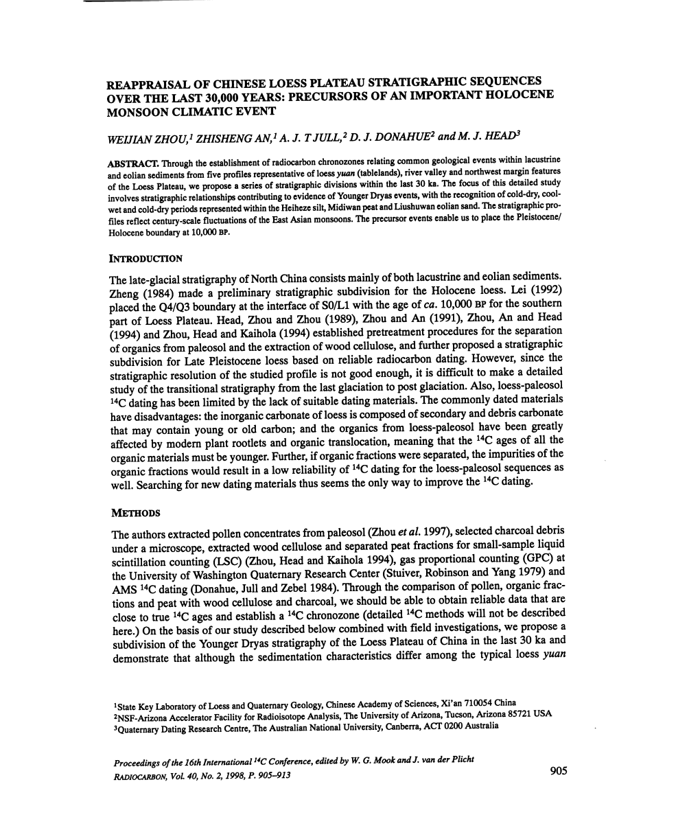 Reappraisal of Chinese Loess Plateau Stratigraphic Sequences Over the Last 30,000 Years: Precursors of an Important Holocene Monsoon Climatic Event