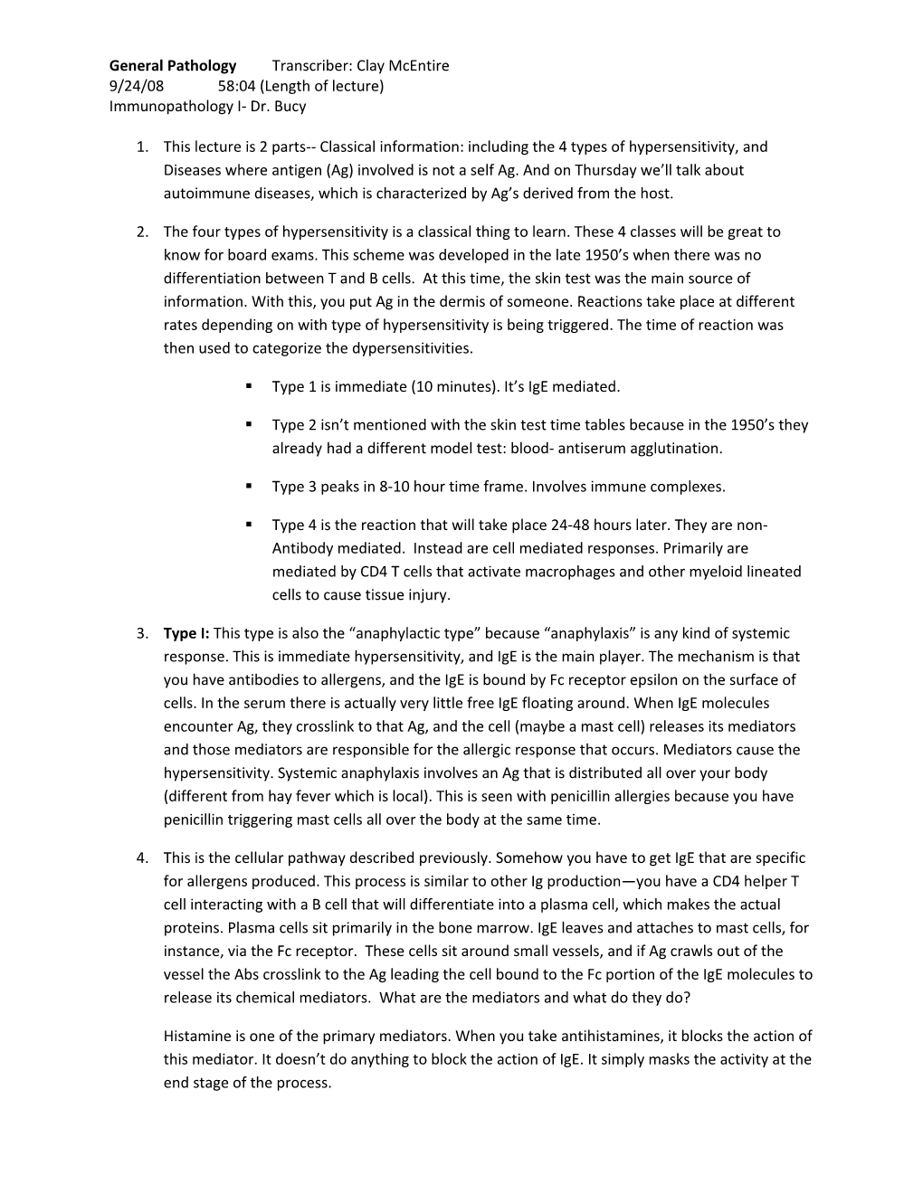 General Pathology- Immunopathology I Pg. 8