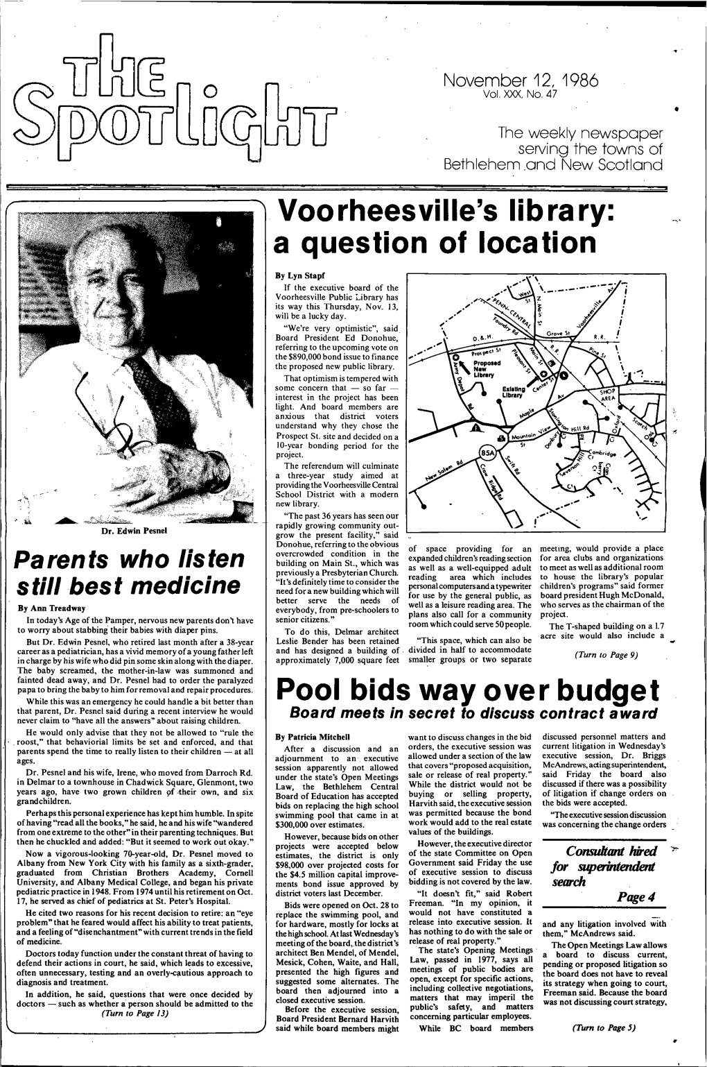 Voorheesville's Library: a Question of Location Pool Bids Way Over Budget