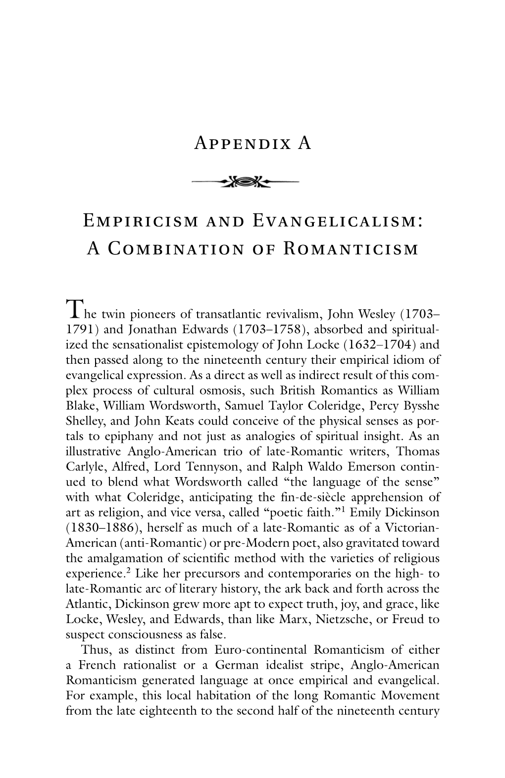 Appendix a Empiricism and Evangelicalism 1